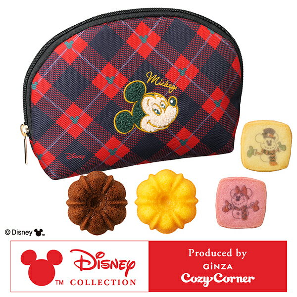【ポイント5倍】銀座コージーコーナー＜ディズニー＞もこもこポーチ(8個入)　クリスマス ギフト 2025 クリスマス プレゼント ディズニー キャラクター ポーチ 御礼 お返し お菓子 焼菓子 パーティー お歳暮のサムネイル