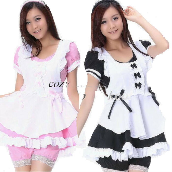 訳ありセール・日替わり・萌えメイド系■ワンピース&ショートパンツのコスチューム■裾まわり268センチ