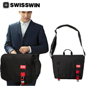 SWISSWIN スイスウィン ショルダーバッグ 軽量 12L メンズ 斜めがけバッグ メッセージバッグ 鞄 アウトドア PCバッグ おしゃれ 通勤 防水 通学 シンプル ななめ掛け swisswin ブラック SWE3011