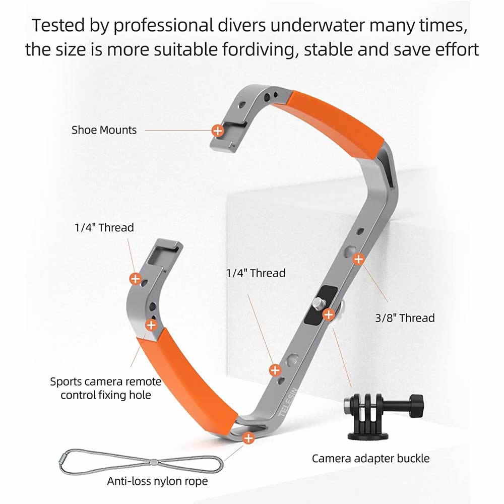 防水LEDライト用撮影ハンドヘルドスタビライザー ダイビングリグ ダイビングライトスタビライザー シュノーケリング Vlogマイクロフォン ビデオマウントGoProと互換性 Max Hero10 9 8 7 6 5 Insta360 DJI Action 2 Osmo Pocket 2