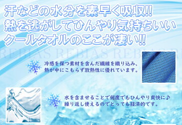 クール タオル 熱中症対策 ひんやり 冷感 UVカット 紫外線 日焼け メッシュ 吸汗 エコ アウトドア スポーツ ECO COOL TOWEL