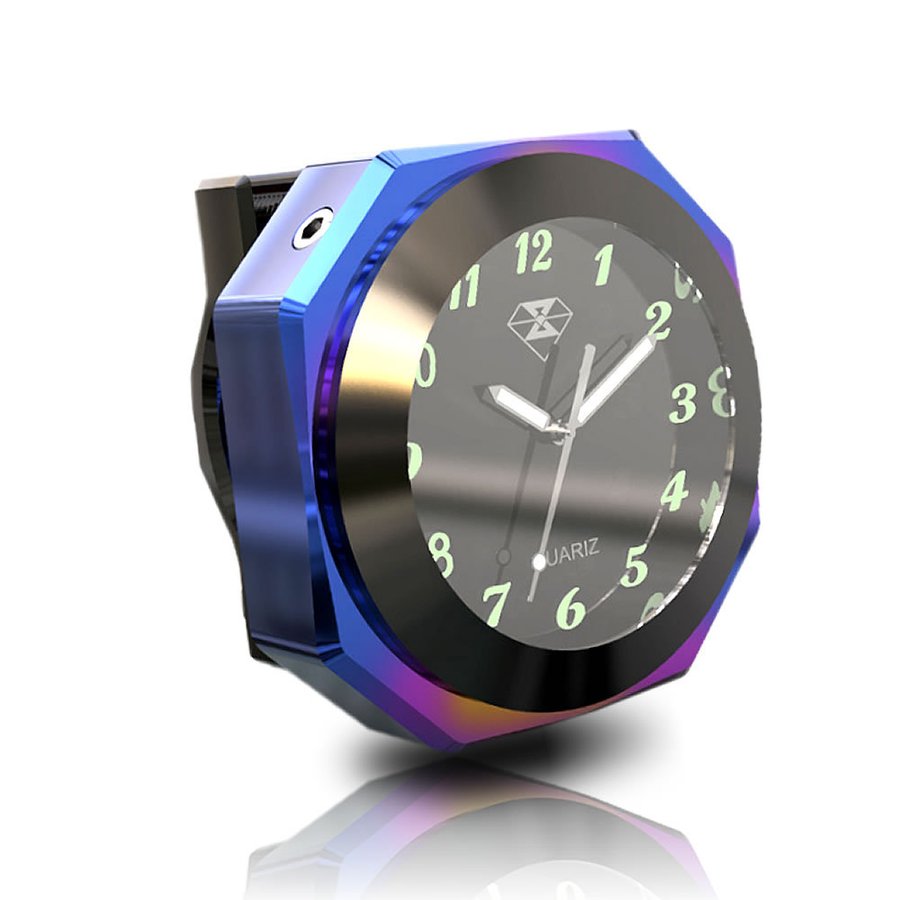 【メール便対応可能】時計 クロック ビースト ハンドルウォッチ ブルーヴァイオレット 防水 汎用 自転車 パーツ ドレスアップ