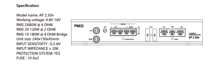 PHASS �ե��� AP 2.50n �ѥ����� 50W��2