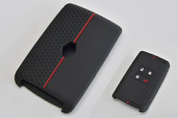 CodeTech CS-SKC-R01BR シリコンキーカバー for ルノー ブラック×レッド スマートキーケース ルーテシア IV、キャプチャー、メガーヌ IV、アルカナ、カングー III (KF)