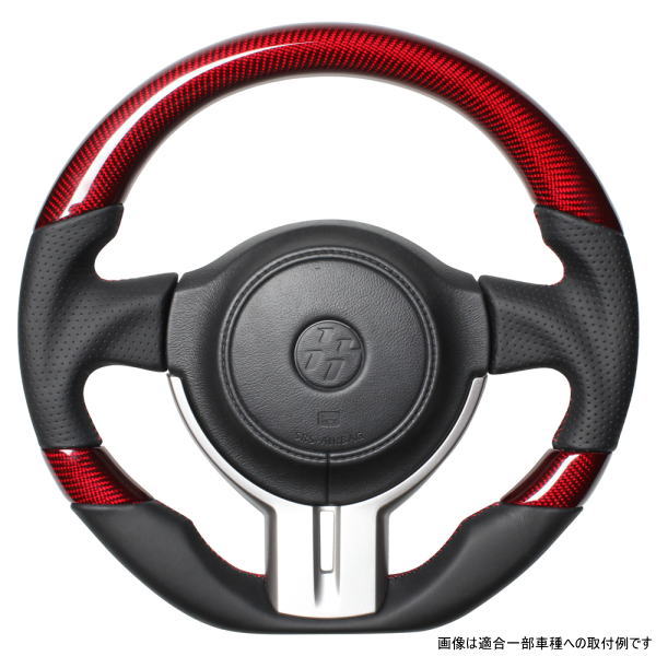 REAL レアル F4-D-RDC ステアリング Dシェイプ レッドカーボン 3C ブラック×レッド ユーロステッチ 86 (ZN6:前期)、BRZ (ZC6:前期)