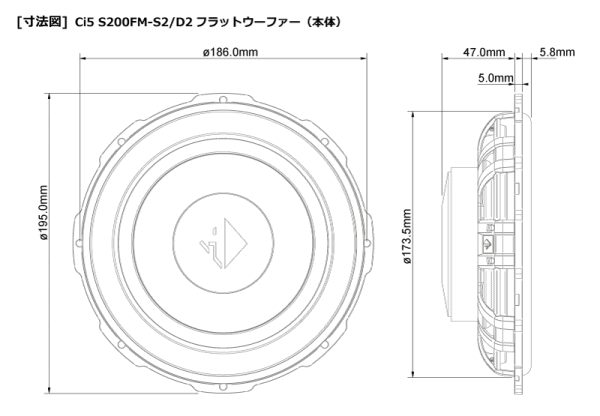 HELIX ヘリックス Ci5 S200FM-D2 20cm 2Ω DVC フラットウーファー (1ペア) COMPOSE...