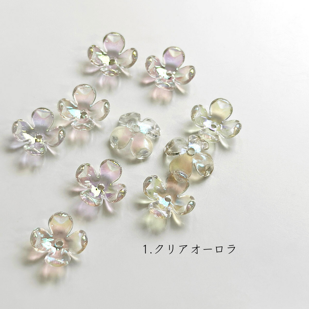 フラワーアクリルビーズ【10個入】花 金木犀 4弁 フラワー パール アクセサリー パ...