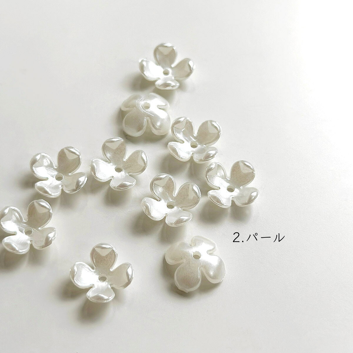 フラワーアクリルビーズ【10個入】花 金木犀 4弁 フラワー パール アクセサリー パ...