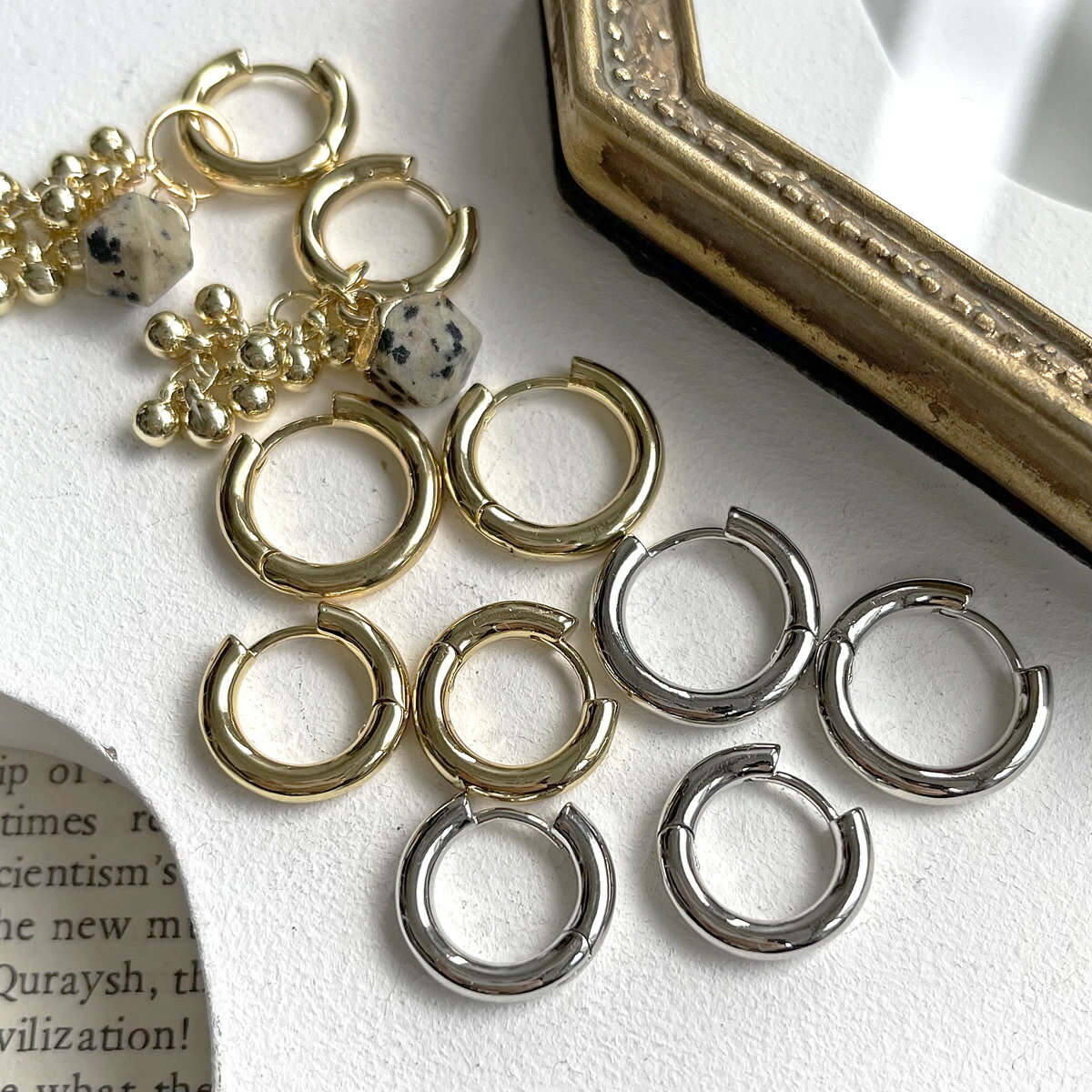 フープピアス 太さ3mm 【2個入り】ピアス フープ アクセサリー パーツ ハンドメイド 韓国| チ