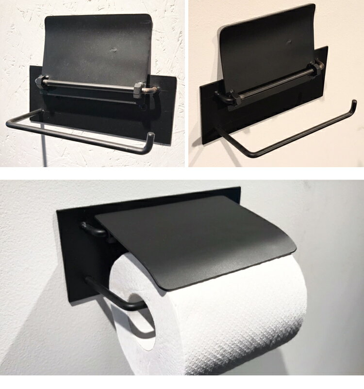 アイアントイレットペーパーホルダー　マットブラック　インダストリアル カフェ 雑貨 cafe shop 人気 アイアン 黒皮 マットブラック塗装 艶消 造形 トイレ TOILET トイレットペーパーホルダー アンティーク オールドアメリカン 西海岸 おしゃれ シンプルモダン