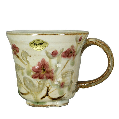 和食器 波佐見焼 マグカップ 150CC 粉引小花 赤