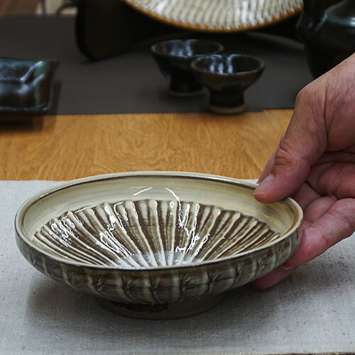 和食器 小鹿田焼 黒木昌伸 窯 浅 中鉢 15cm 刷毛目 白