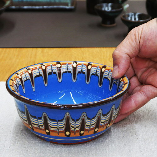 Rakuten - 食器 ブルガリア トロヤン 中 ボール 15cm グリーン スリップウェア