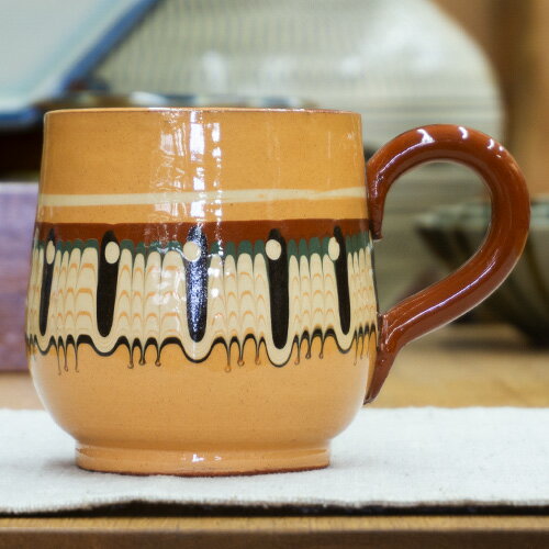 食器 トロヤン マグカップ イエロー スリップウェア