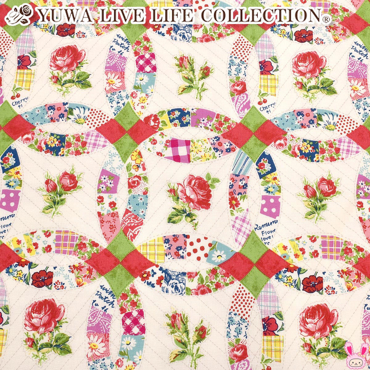 YUWA有輪商店　ローズダブルウエディングリング　Fレッド系　10cm単位　切り売り　シャーティング生地..