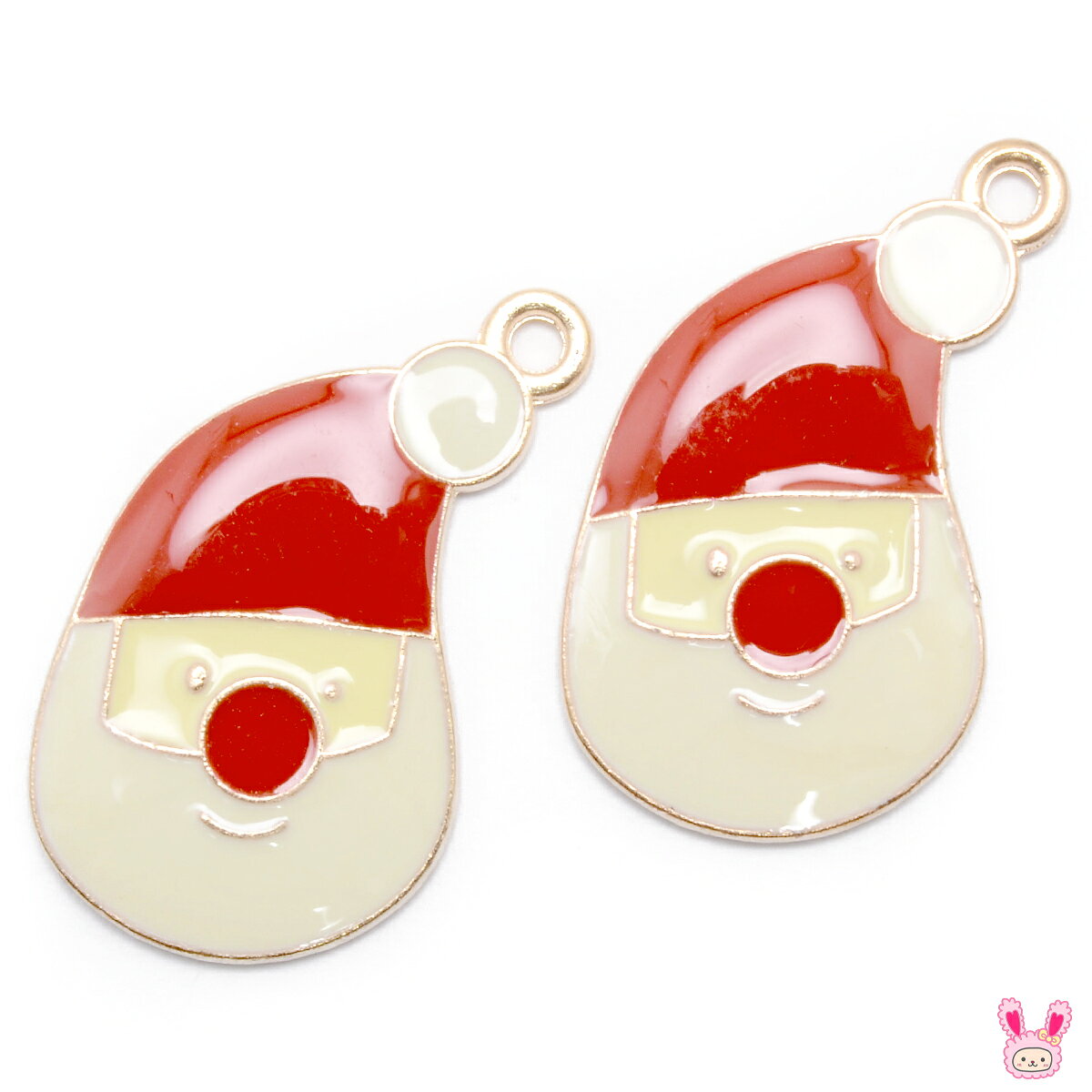 アクセサリーパーツ　クリスマス　もふもふサンタの顔チャーム　2個 craft-nunu-10002431 生地と手芸の店 Craft NUNU パッケージ画像