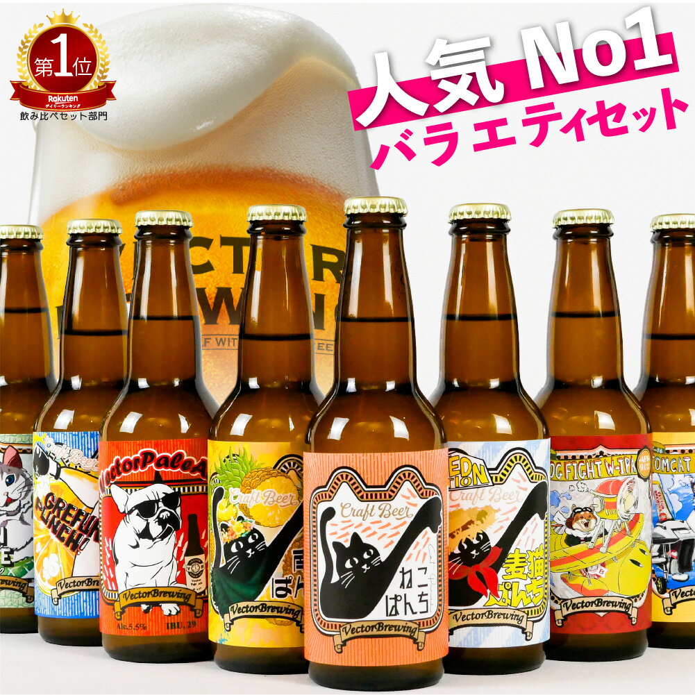 クラフトビール 飲み比べ ベクターブルーイング おまかせ バラエティセット 330ml ビール 6種 6本 ギフト 東京 おしゃれ ご当地ビール 地ビール 詰め合わせ かわいい ねこ デザイン 猫好き プレゼント おすすめ オシャレ 贈り物 御歳暮 ビールギフト包装 あす楽 送料無料