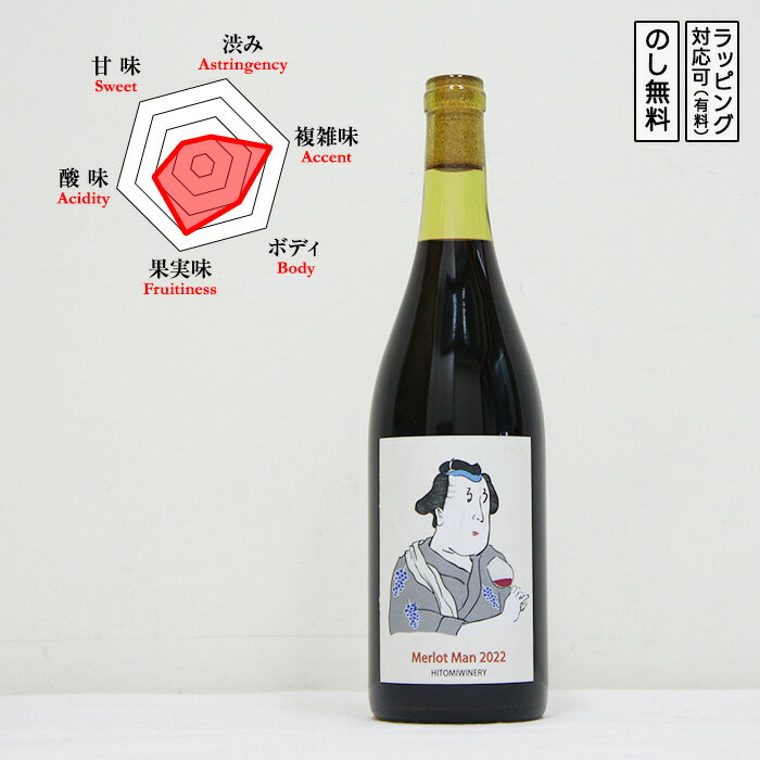 ヒトミワイナリー メルローマン 赤ワイン 無濾過 辛口 750ml　Merlot Man メルロー 酸化防止剤不使用 フレンチオーク熟成　(滋賀県／ヒトミワイナリー)