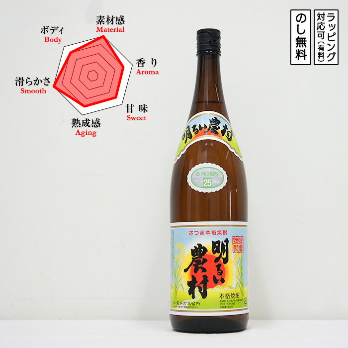 明るい農村 芋焼酎 25度 1800　Akarui Nouson あかるいのうそん かめ壺仕込み　(鹿児島県／霧島町蒸留所)