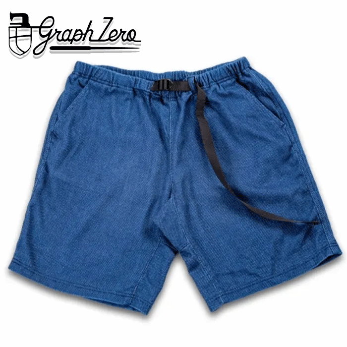 Climbing Shorts - graphzero (グラフゼロ) クライミングショーツ 刺子 メンズ レディース 男女兼用 [GZ-CLSP-0608-SK] 岡山 倉敷 児島 ジーンズ ブランド ハーフパンツ ショートパンツ 半パン 短パン ショーツ 国産 ブルー ネイビー 青 紺 夏 日本製 アウトドア スポーツウエア