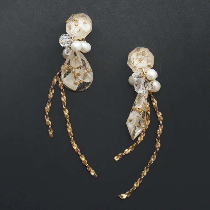 【2タイプ】jouer avec moa?(ジュエ・アヴェック・モア？) 手作り 樹脂 ピアス イヤリング「宝石の童話」 [JAM-16] レディース アクセサリー ハンドメイド ジュエリー ブライダル ウェディング 結婚式 パーティ アンティーク レトロ 可愛い シンプル ビジュー レジン 日本製