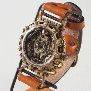 KS（ケーエス） 手作り腕時計 スチームパンク “DOGUMA -ドグマ-” [KS-SP-DO] JHA 篠原康治 ハンドメイド ウォッチ ハンドメイド腕時計 手作り時計 steampunk SF メンズ レディース 本革ベルト 真鍮 クオーツ アンティーク レトロ アナログ 歯車 日本製 国産