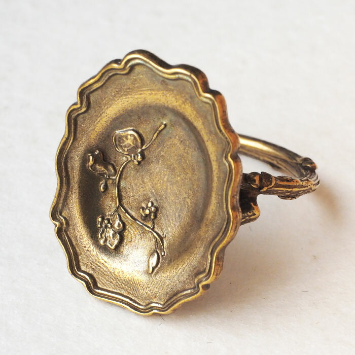 Lano(ラノ) リムプレート リング 真鍮 古美 [LN-1291] 平野朋晃 アクセサリー作家 ハンドメイド ブランド 指輪 手作り アート ジュエリー ナチュラル レトロ アンティーク調 ミニチュア リアル シンプル 大人可愛い おしゃれ 金古美 個性的 日本製 国産 ギフト プレゼント