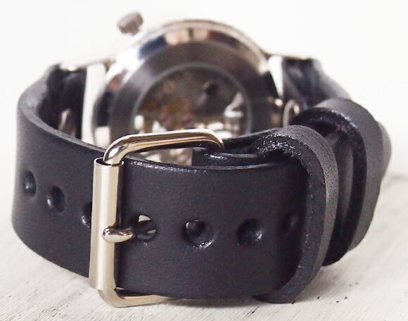 渡辺工房 手作り腕時計 手巻き式 裏スケルトン ジャンボシルバー [NW-SHW078] 時計作家・渡辺正明さんのハンドメイド ウォッチ ハンドメイド腕時計 両面スケルトン メンズ レディース 本革ベルト レトロ アナログ 日本製 刻印・名入れ無料