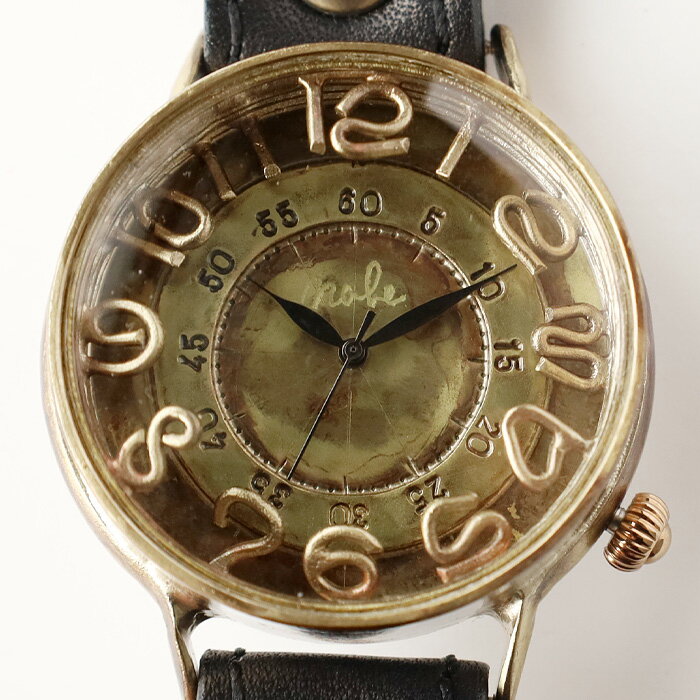 渡辺工房 手作り腕時計 “Spiral Index” メガブラス クォーツ [NW-JUM-197] 時計作家 渡辺正明 ハンドメイド ウォッチ 手作り時計 ハンドメイド腕時計 真鍮 本革ベルト メンズ 男性 レディース アナログ レトロ アンティーク調 おしゃれ 電池 日本製 刻印・名入れ無料 国産