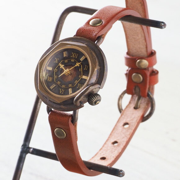 【文字盤の木製パーツが選べます】vie（ヴィー） 手作り腕時計 “antique wood -アンティークウッド-” Sサイズ（レディース） WB-007S ハンドメイド ウォッチ ハンドメイド腕時計 アンティーク調 アンティーク調 本革ベルト シンプル 滋賀 大津 木製文字盤 日本製