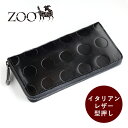 ZOO(ズー) 財布 長財布 イタリアンレザー ドット柄 ラウンドファスナー ブラック カラカルウォレット Z-ZLW-077-BK 革 牛革 本革 ロングウォレット かわいい おしゃれ 水玉 黒 黒い レディース メンズ ユニセックス 通帳が入る カード入れ 多い 大容量 日本製 国産 春財布