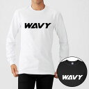 【クーポンで1280円+ポイント最大22倍】【送料無料】WAVY メンズ ウェア ロンT ワイド リブ ロング スリーブ ロゴ Tシャツ 長袖 シンプル カジュ...
