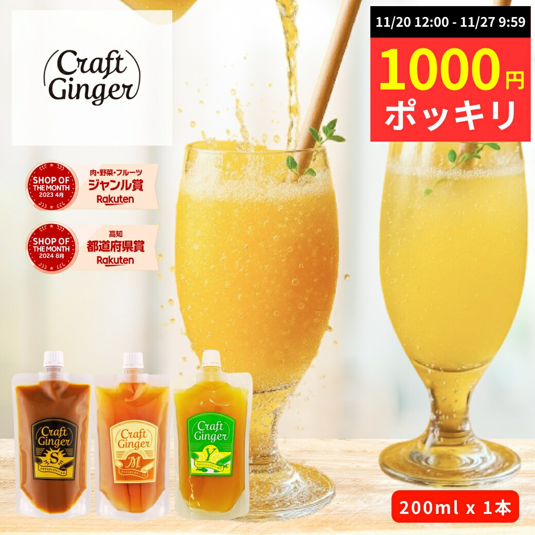 【数量限定★1000円ポッキリ】＼選べる！／ クラフト ジンジャーシロップ 200ml × 1 【パウチタイプ】簡易包装 送料無料 国産 無添加 選べる 生姜シロップ craft ginger シロップ ジンジャーエール 生姜湯 しょうが湯 ゆず湯 温活 生姜 柚子