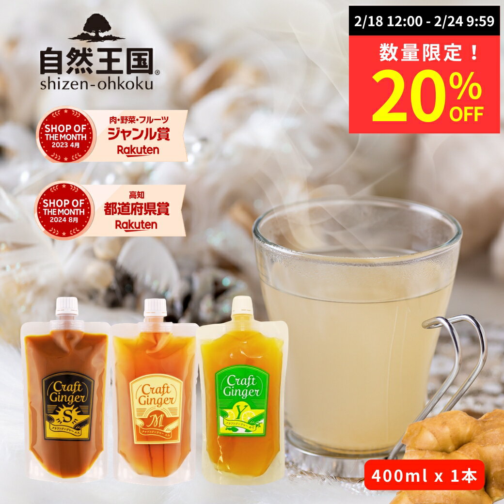 【数量限定★20%OFF】＼選べる！ 大容量／ クラフト ジンジャーシロップ 400ml × 1 【パウチタイプ】簡易包装 送料無料 国産 無添加 選べる 生姜シロップ 業務用 craft ginger シロップ ジンジャーエール 生姜湯 しょうが湯 温活 生姜