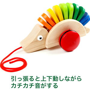 引くと上下し音がする「プルトイ ヤマアラシ P0502」木のおもちゃ 1歳 プルトーイ 木製玩具 動物 プルトイ 引き車