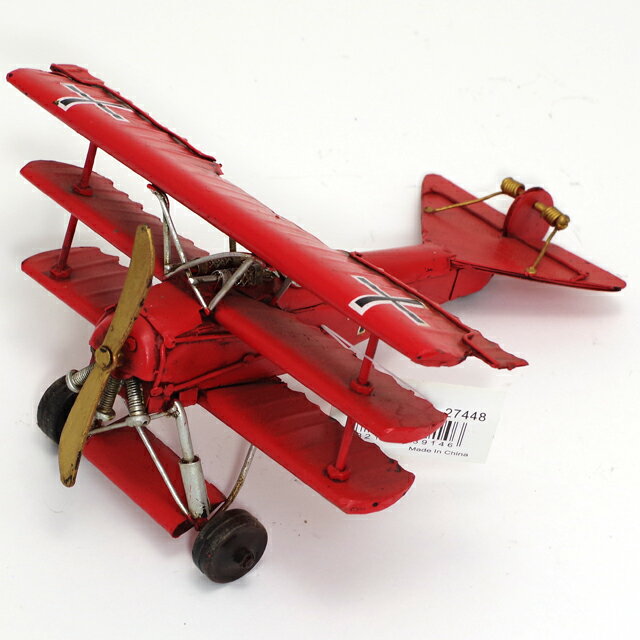 ブリキ おもちゃ トライプレイン（ドイツ軍複葉機）翼長18cm ブリキのおもちゃ ブリキ製 飛行機 アンティーク レトロ インテリア