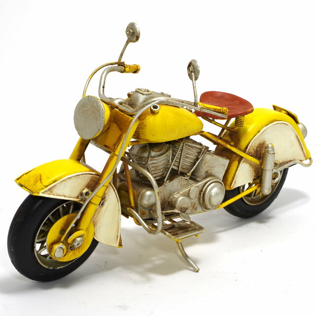 ブリキ おもちゃ オールドバイク（yellow）L28.5cm ブリキのおもちゃ ブリキ製 ヴィンテージバイク ブリキバイク アンティーク レトロ バイク ハーレータイプ アメリカン雑貨 インテリア オートバイ