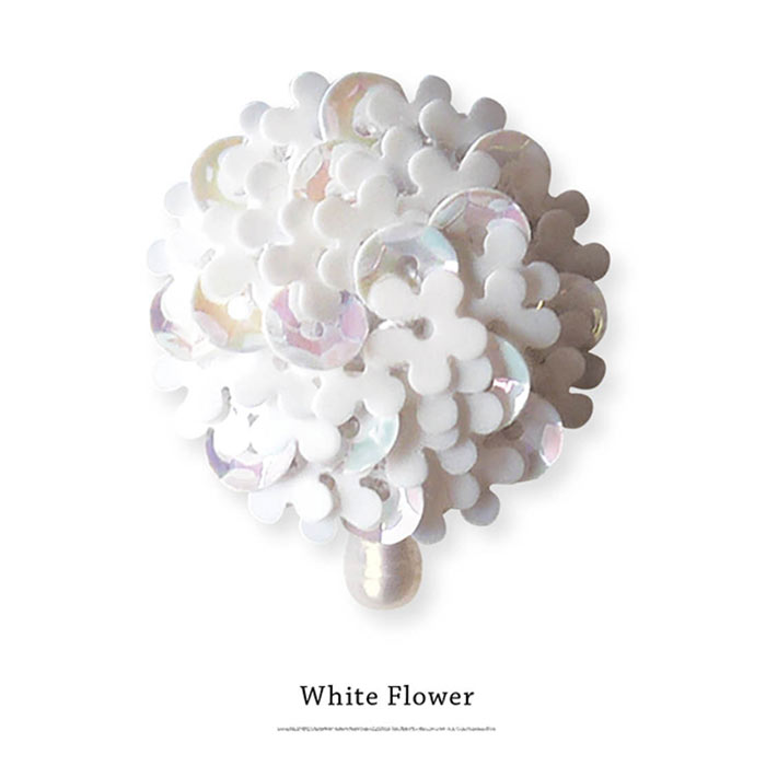 スパンコールサークルピアスキット  （White flower）