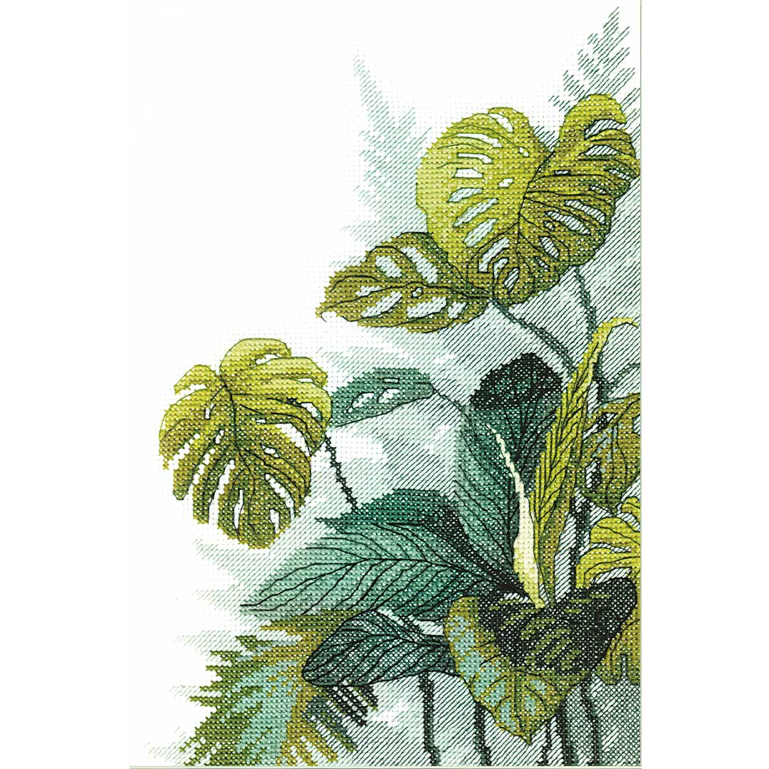 【 輸入 クロスステッチキット 】 刺繍キット Charivna社 トロピカルフォレスト ｜ 刺しゅう 刺繍 ステッチ ししゅう 刺繍 キット 手芸 キット 手作り ハンドメイド 手芸用品 インテリア 世界 クロスステッチ 植物 モンステラ