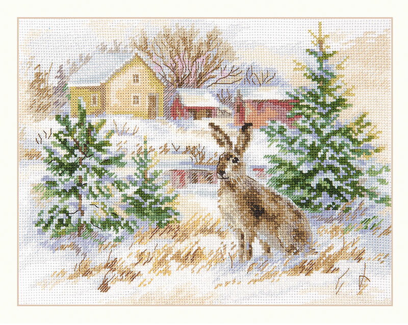 【 輸入 クロスステッチキット 】 刺繍キット Alisa社 ウィンターデイ ｜ 刺しゅう 刺繍 ステッチ ししゅう 刺繍 キット 手芸 キット 手作り ハンドメイド 手芸用品 インテリア おしゃれ 世界 クロスステッチ 風景 うさぎ