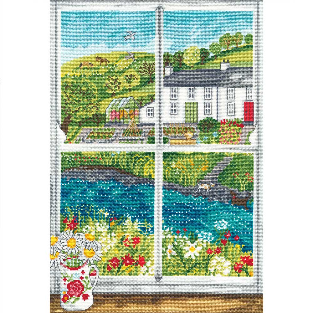 【 輸入 クロスステッチキット 】 刺繍キット Bothy Threads 社 デイジーウィンドウ ｜ 刺しゅう 刺繍 ステッチ ししゅう 刺繍キット 手作り ハンドメイド 手芸用品 インテリア おしゃれ 世界 クロスステッチ 風景 景色