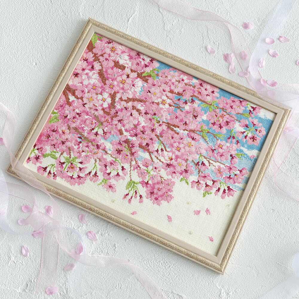【 刺繍キット 】フレーム付き クロスステッチ キット さくら便り｜ 刺繍 手芸 キット 手芸キット 手作..
