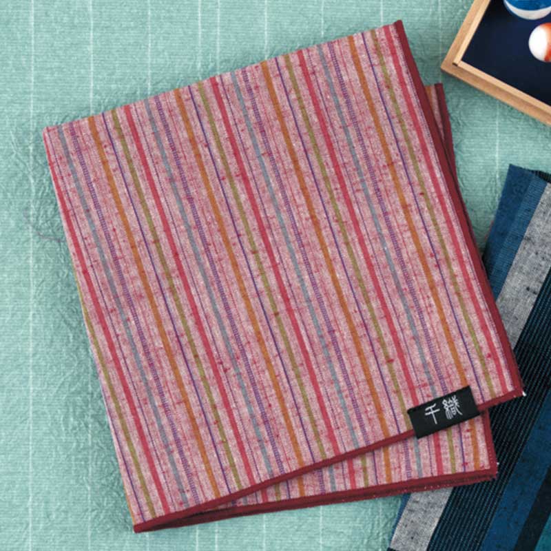 完成品｜遠州木綿のハンカチ （ 赤手鞠）｜ 綿100％ 遠州木綿 プレゼント 母の日