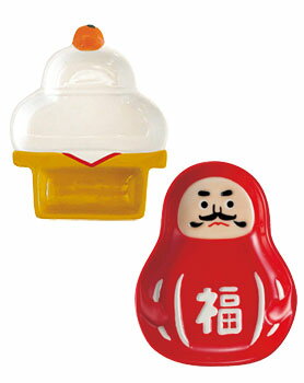 樂天商城 - 完成品｜豆皿2種セット［鏡餅＆だるま］ ｜ 皿 豆皿 醤油 薬味 ダルマ 正月 鏡餅 小さいお皿 陶器 おしゃれ 日本 取り皿