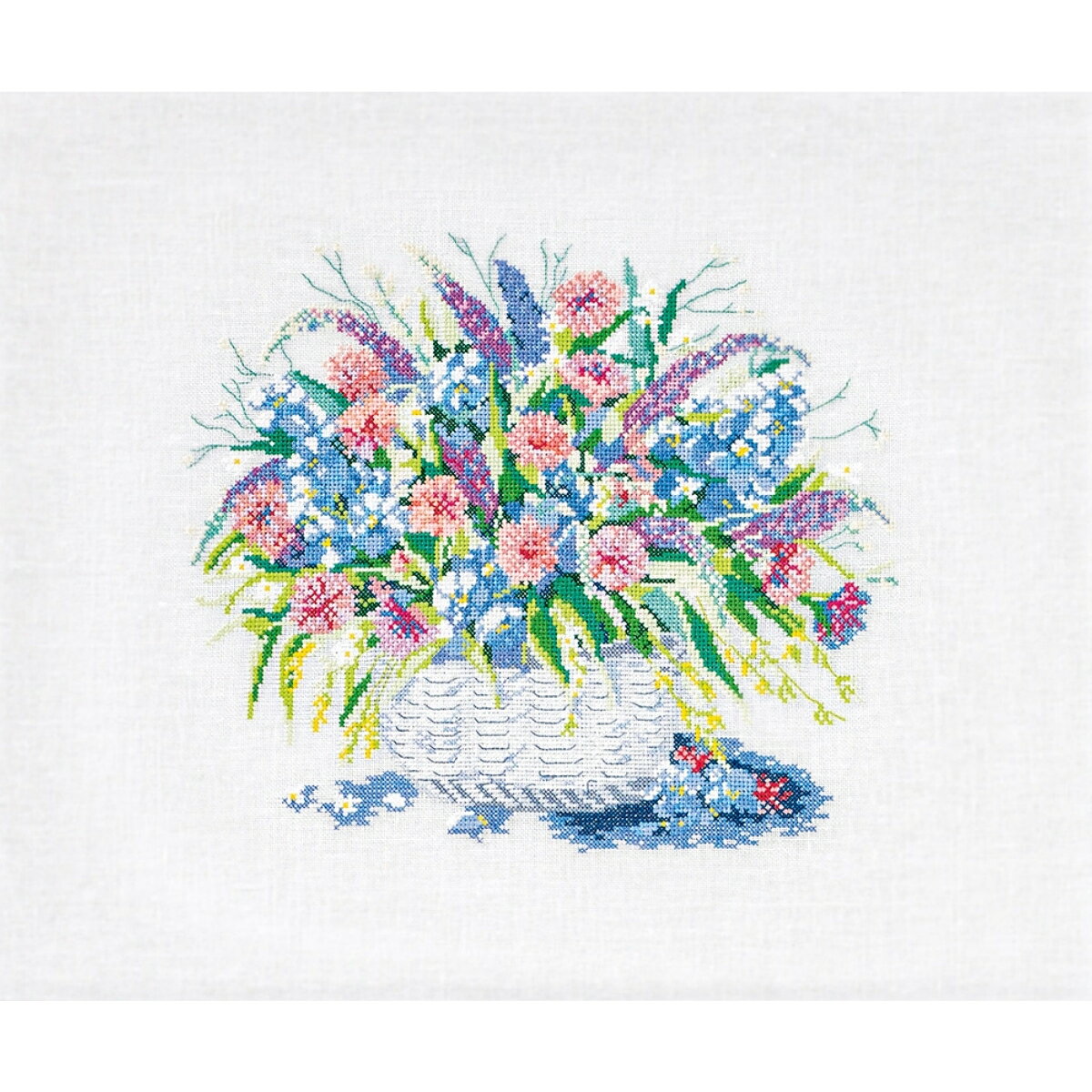 樂天商城 - 輸入 クロスステッチキット ｜ 刺繍キット Permin社 フラワーバスケット ｜ 刺しゅう 刺繍 ステッチ ししゅう 手芸 キット 手芸キット 手作り ハンドメイド 手芸用品 インテリア おしゃれ 世界 クロスステッチ 花