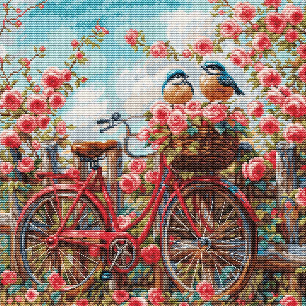 12/1限定 ポイント2倍【 輸入 クロスステッチキット 】 刺繍キット Luca-S 社 バラと自転車 ｜ 上級者 ..