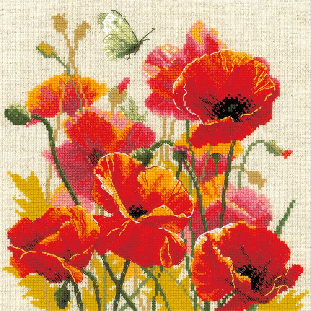 【 輸入 クロスステッチキット 】 刺繍キット Luca-S 社 カラー・オブ・フレイム ｜ 上級者 ポピー 花 フラワー 刺しゅう 刺繍 ステッチ ししゅう 手芸 キット 手作り ハンドメイド 手芸用品 インテリア クロスステッチ