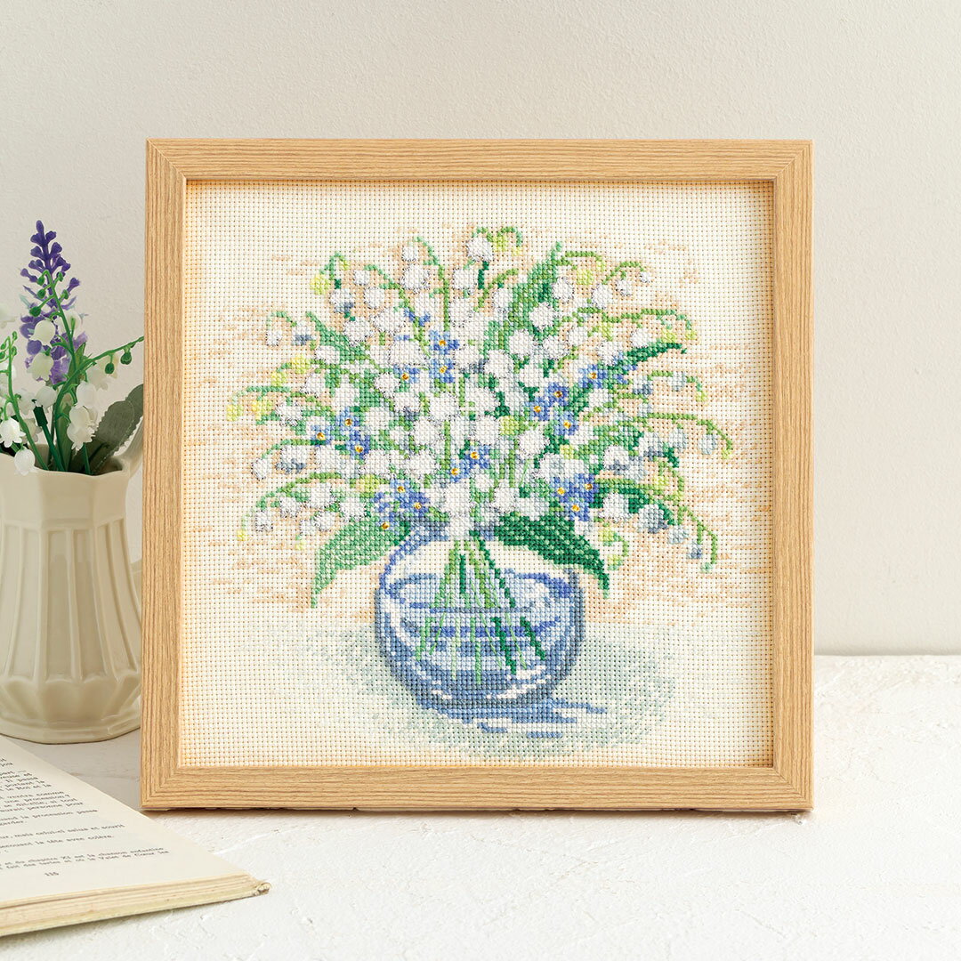 ポイント2倍：2/10 01:59まで【 刺繍キット 】 クロスステッチフレーム［すずらん］｜ クロスステッチキット 刺繍 手芸 キット 手芸キット 刺繍キット 初心者 人気 手芸セット 手作り ハンドメイド ハンドクラフト かわいい 刺しゅう