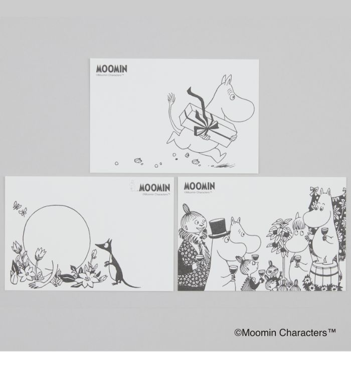 初心者向け ムーミン ポストカード3枚セット〈ムーミントロール〉 紙刺繍 紙刺しゅう 塗り絵 ポストカード