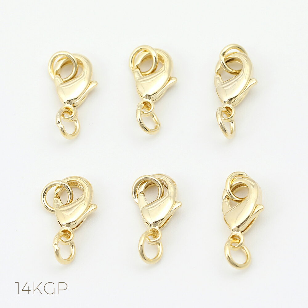 カニカン 14KGPゴールドメッキ 色褪せにくい 1個入り 約5×10mm (切口なしカン0.8×4mm) かにかん カン付き ネックレス ブレスレット留め具 ...